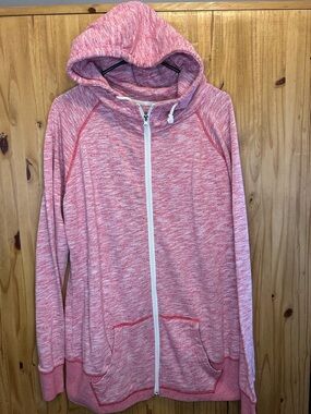 Women's Heather Pink Full-Zip Hooded Jacket